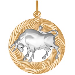 Подвеска «Знак зодиака Телец» из комбинированного золота 031224
