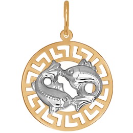 Подвеска знак зодиака из комбинированного золота 031305