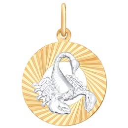 Подвеска знак зодиака из комбинированного золота «Скорпион» 031372