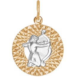 Подвеска знак зодиака из комбинированного золота с алмазной гранью «Стрелец» 031385