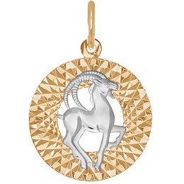 Подвеска знак зодиака из комбинированного золота с алмазной гранью «Козерог» 031386
