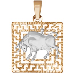 Подвеска «Знак зодиака Телец» из комбинированного золота 032221