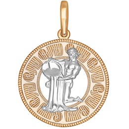 Подвеска знак зодиака из комбинированного золота с алмазной гранью «Водолей» 033178