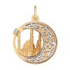 Подвеска мусульманская из комбинированного золота с алмазной гранью с фианитом 033277