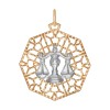Подвеска знак зодиака из комбинированного золота с алмазной гранью «Весы» 033733