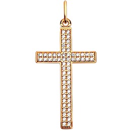 Крест из золота c фианитами в два ряда 033934