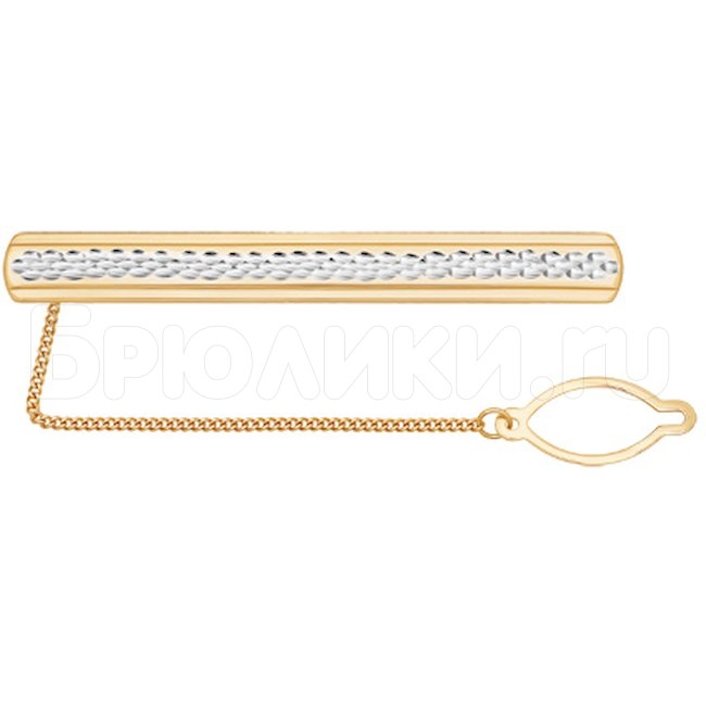 Мужской зажим для галстука из золота с алмазной гранью 090026