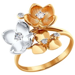 Кольцо из золота «Букет цветов» 1010981