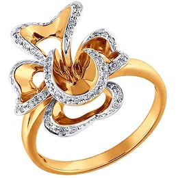Кольцо в форме цветка с бриллиантами 1011000