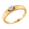 Кольцо из комбинированного золота с алмазной гранью с бриллиантом 1011627
