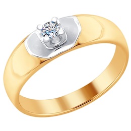 Кольцо из комбинированного золота с бриллиантом 1011653