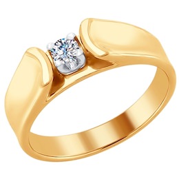 Кольцо из комбинированного золота с бриллиантом 1011654