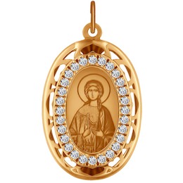 Нательная икона «Святая мученица Вера» окруженная фианитами 103509