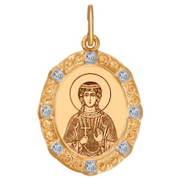 Иконка из золота с лазерной обработкой с фианитами 103810