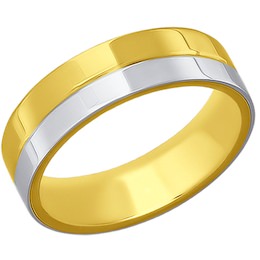 Обручальное кольцо из комбинированного золота с алмазной гранью 110118