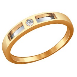 Обручальное кольцо из комбинированного золота с бриллиантом 1110077