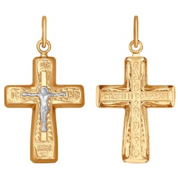 Крест из комбинированного золота 120110