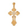 Крест из комбинированного золота с гравировкой 121044