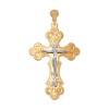 Крест из комбинированного золота с гравировкой 121062