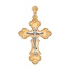 Крест из комбинированного золота с гравировкой 121063