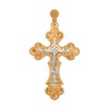 Крест из комбинированного золота с гравировкой 121065