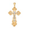Крест из комбинированного золота с гравировкой 121066