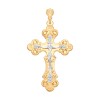 Крест из комбинированного золота с гравировкой с фианитами 121068