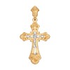 Крест из комбинированного золота с гравировкой 121092