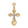 Крест из комбинированного золота с гравировкой 121125