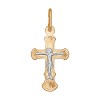 Крест из комбинированного золота с гравировкой 121145