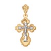 Крест из комбинированного золота с гравировкой 121157