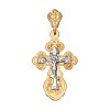 Крест из комбинированного золота с гравировкой 121160