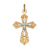 Крест из комбинированного золота с гравировкой 121222