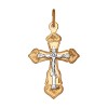 Крест из комбинированного золота с гравировкой 121223