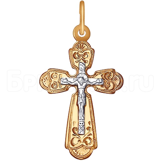 Крест из комбинированного золота 121237