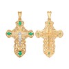 Крест из золота с зелеными фианитами 121283