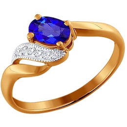 Кольцо из золота с бриллиантами и сапфиром 2010526
