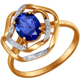 Кольцо из золота с бриллиантами и сапфиром 2010816