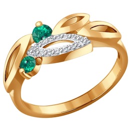 Кольцо из золота с бриллиантами и изумрудами 3010243