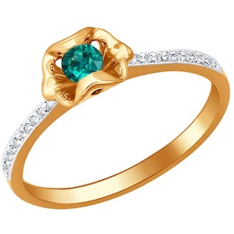 Кольцо из золота с бриллиантами и изумрудом 3010340