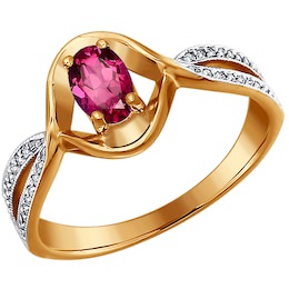 Кольцо из золота с бриллиантами и рубином 4010401