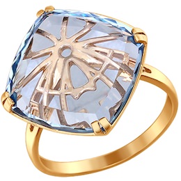 Кольцо из золота с бриллиантами и голубым кварцем 6014012