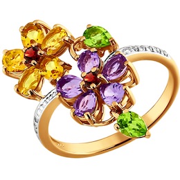 Золотое кольцо с цветами 711683