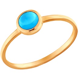 Тонкое золотое кольцо с голубым топазом 712781