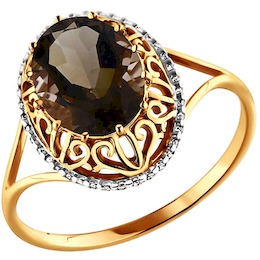 Кольцо из золота с крупным раухтопазом 713175