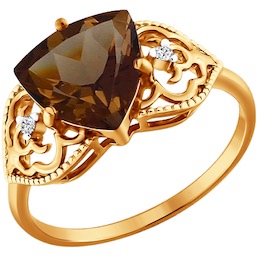 Золотое кольцо с раухтопазом 713615