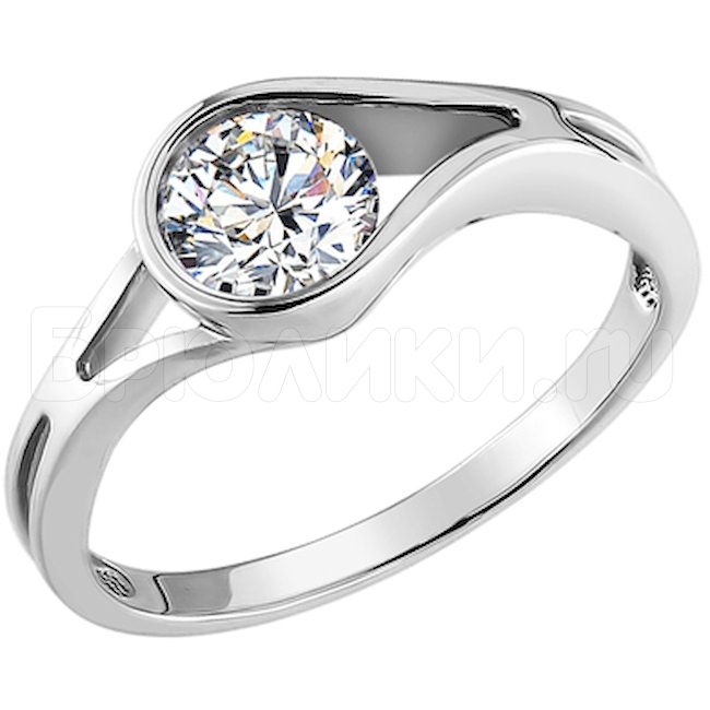 Помолвочное кольцо из белого золота cо swarovski 81010016