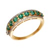 Золотое кольцо со сваровски зелёного цвета 81010110