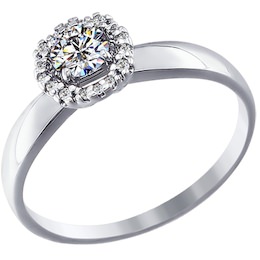 Помолвочное кольцо из белого золота со Swarovski Zirconia 81010154