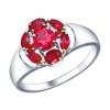 Кольцо из серебра с корундами рубиновыми (синт.) 84010011